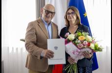Główny Inspektor Pracy Janusz Krasoń oraz Paulina Latusek - nowo powołana Dyrektor Ośrodka Szkolenia Państwowej Inspekcji Pracy.